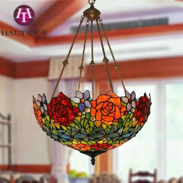 lustre tiffany style rose pendant lamp bedroom living room kitchen
