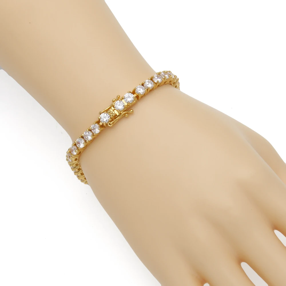 Zirconia Charm Bracelets Triple Lock, cristal de