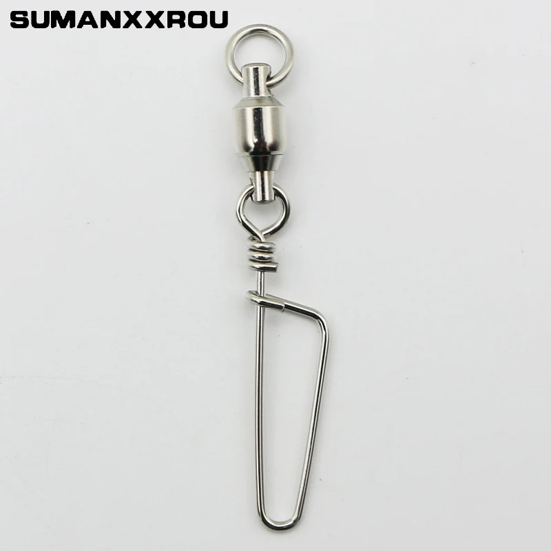 

20pcs/bag Fishing Swivels Snap Rolling Swivel Connector Ball Bearing Curve Type Pin Stainless Steel Fishing Tools
