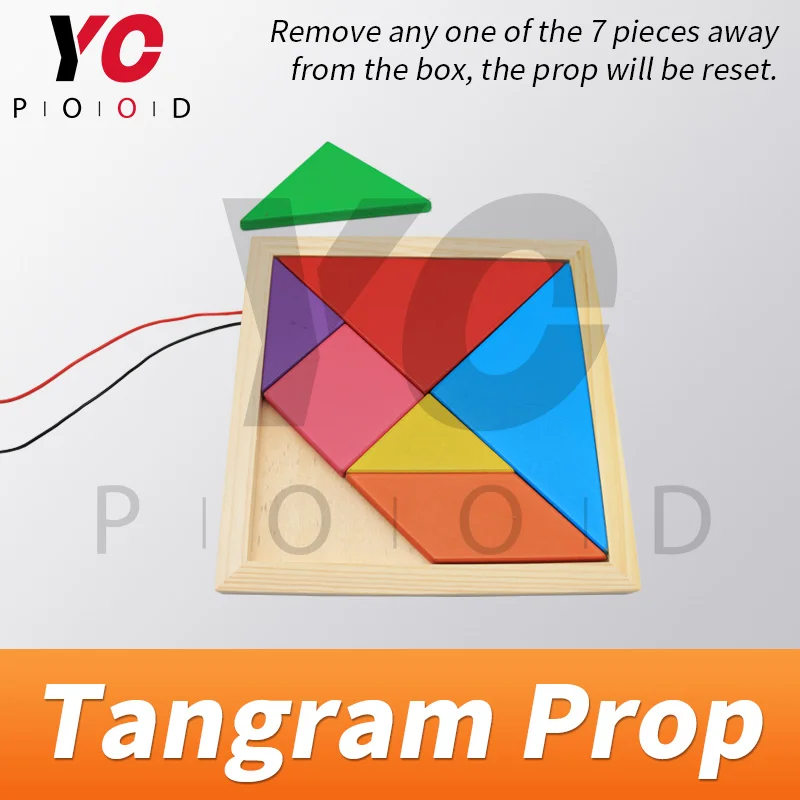 Tangram Prop YOPOOD Escape Room Соберите все цветные кусочки в деревянной коробке чтобы