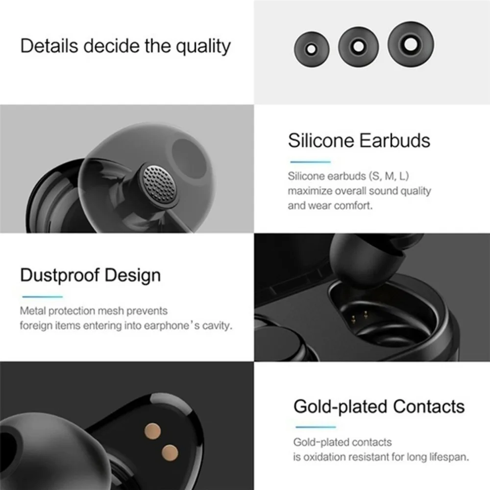 Bluetooth наушники-вкладыши гарнитура истинная Беспроводная Bluetooth Близнецы стерео наушники-вкладыши для iPhone Android интеллектуальная зарядная коробка