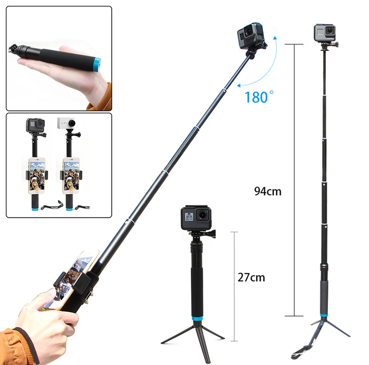 

Selfie Stick Pole for GoPro for Hero 4 5 6 SJCAM Handheld Monopod Tripod for Smartphones Waterproof Camera Selfie Stick Brasket