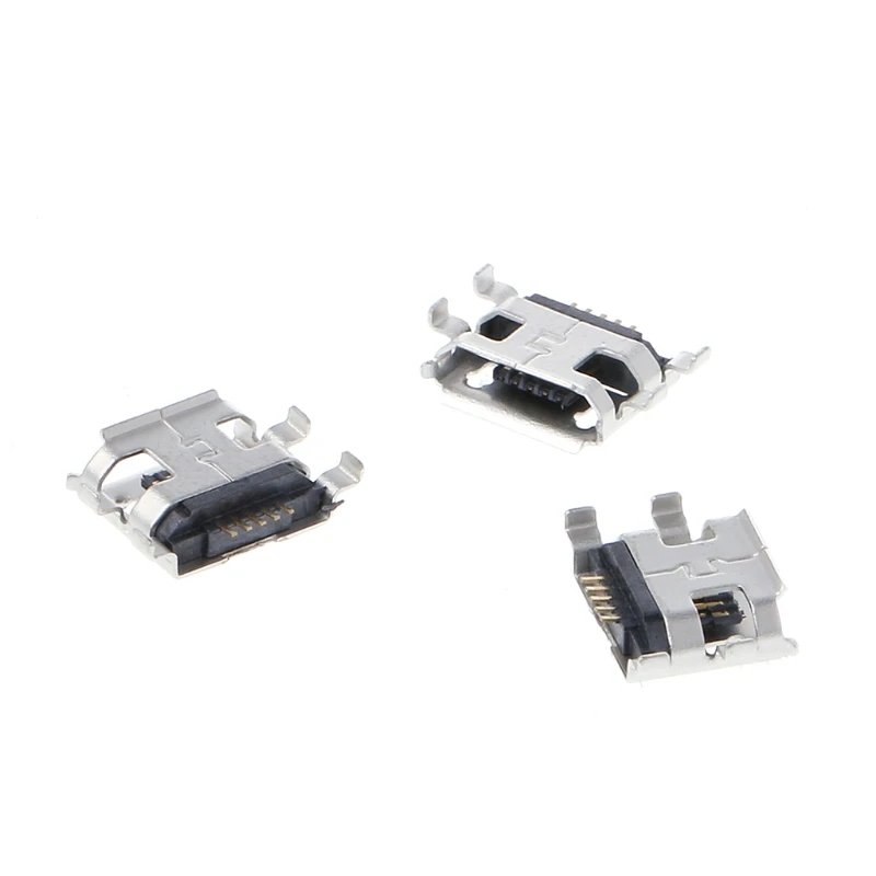 

10 Pcs Micro USB Type B 5 Pin Female SMD 4 Pin Legs DIP Socket Connector #Aug.26