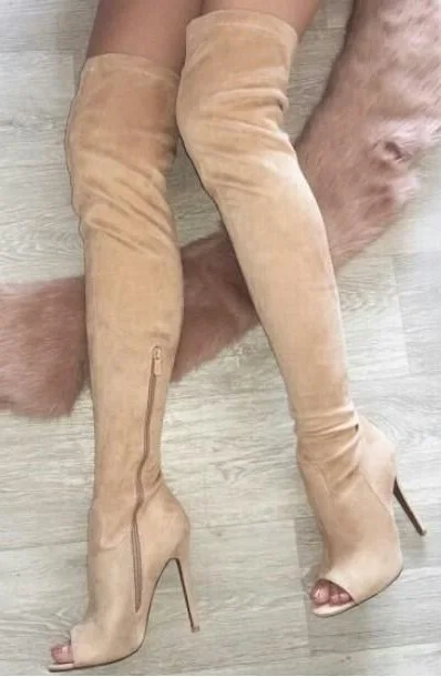 tan open toe boots
