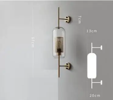 Современный из прозрачного стекла абажур Бра Настенные светильники для изголовья для спален Ресторан кабинет подвесные светильники чердак, ретро, железо - Цвет абажура: Bronze 67cm