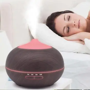 

300ml Wood Air Humidifier Ultrasonic Humidifier Timer Function Essential Oil Diffuser Aroma LED Lamp Air Diffuser
