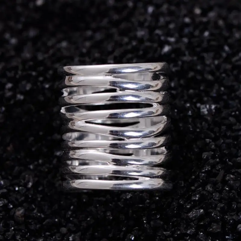 Настоящее чистое 925 пробы Серебряное кольцо с плетеным орнаментом для женщин винтажные витые широкие кольца Aneis Feminino