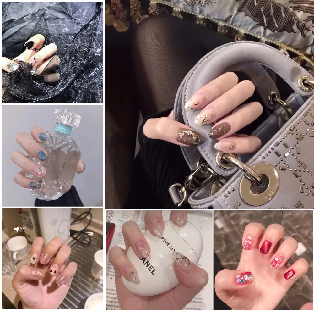 2 компл./упак. Индивидуальные Красивые hand made УФ гель полностью накладные ногти Ins с