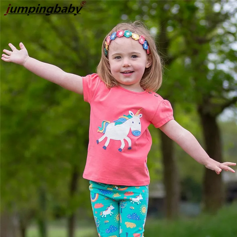 

Jumpingbaby 2019 UnicornT-shirt Girls Tops T shirt Camiseta Summer Top Roupa Menina Koszulka Kids Tshirt Clothes Koszulki Ne