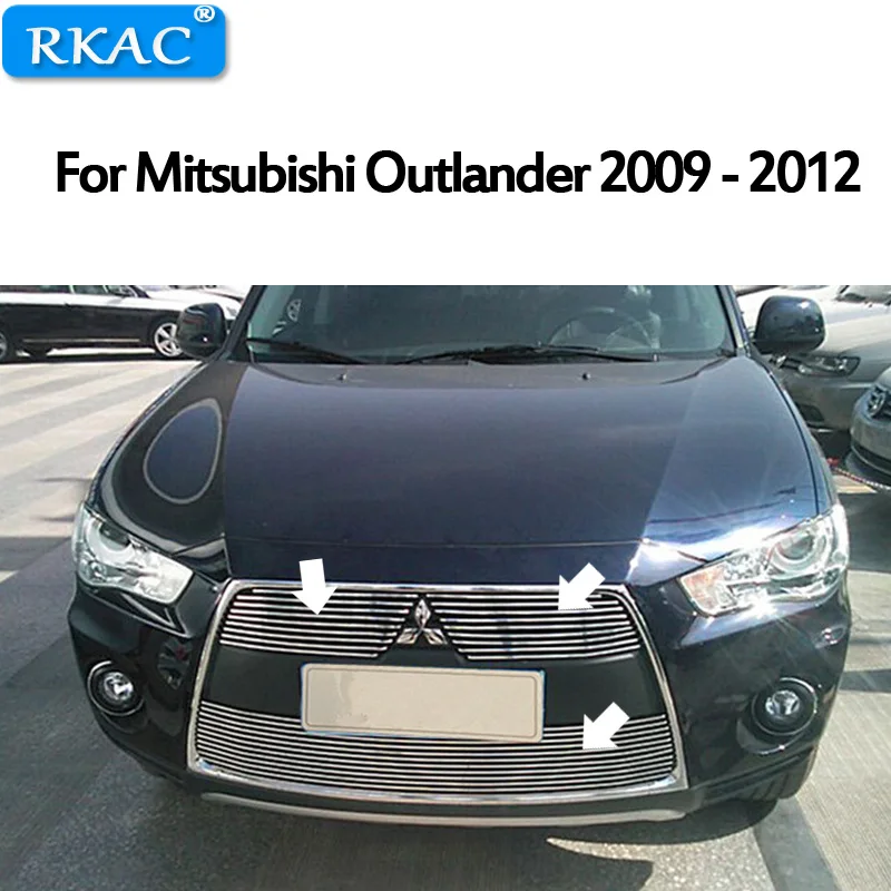 RKAC For Mitsubishi Outlander 2009-2012 High quality Aluminium alloy Front Grille Around Trim Racing Grills Car-styling