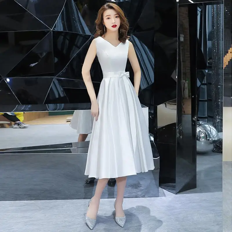 Летнее белое платье с коротким рукавом и v-образным вырезом Qipao, сексуальное изысканное платье, Cheongsam, с бантом, свадебное торжественное платье, Vestidos, большие размеры 3XL - Color: White5