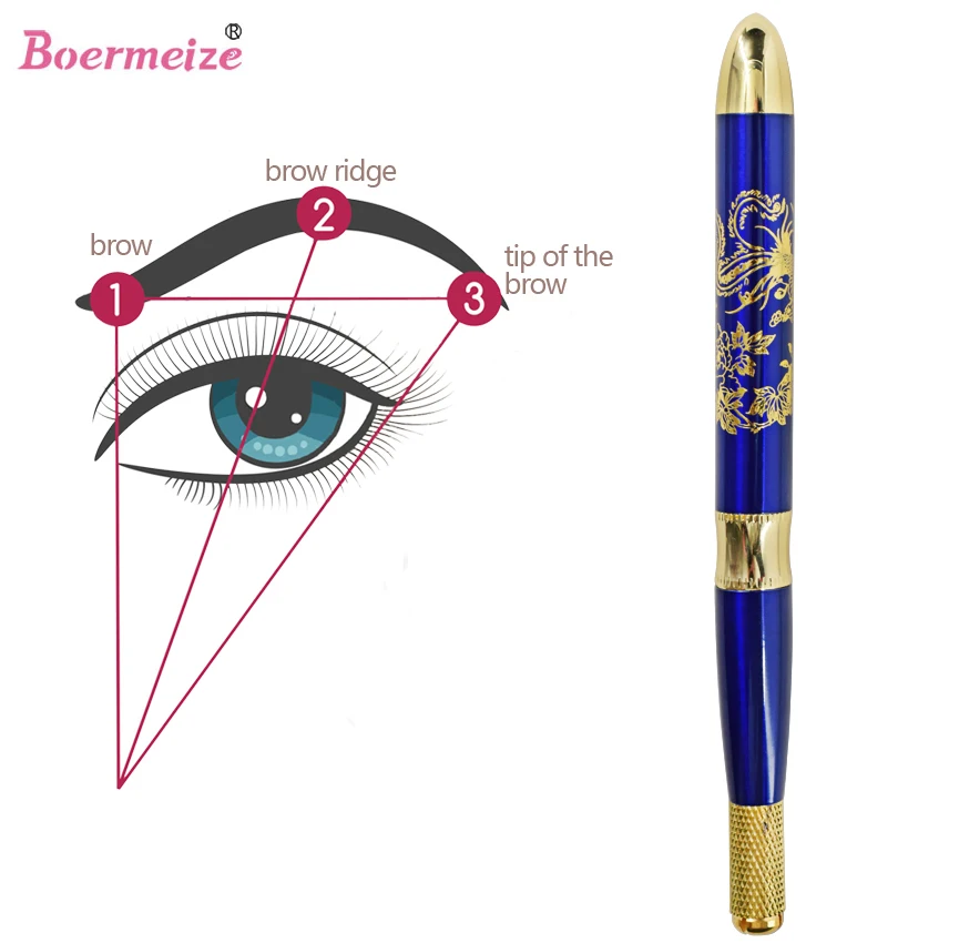 

Tattoo Manual Pen Kits Eyebrow Lip Eyeliner Permanent Makeup Microblading 3D Embroidery Phoenix Pattern 10Pcs Makeup Needles Set