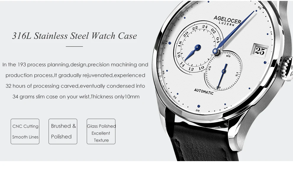 AGELOCER швейцарский новый топ роскошные часы для мужчин бренд для мужчин s часы нержавеющая сталь сетки Группа автоматические
