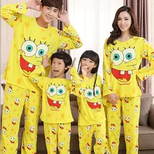 Famille Spongebob ensembles de vêtements automne mère fille mode correspondant 2 pcs pyjama père fils Garfield pleine de nuit