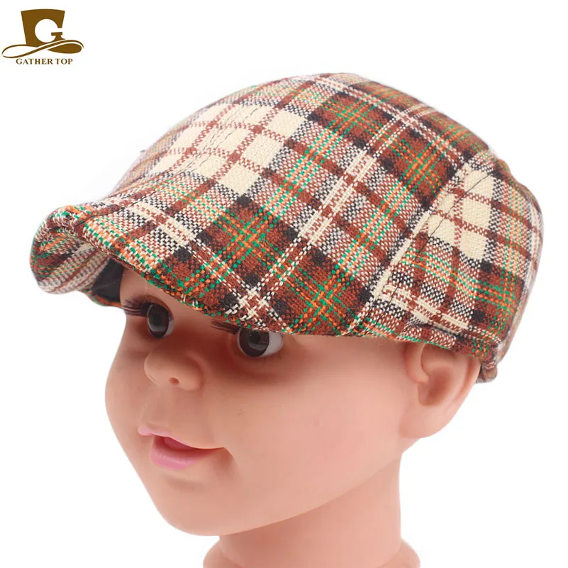 Fashion Kids Plaid Berets Hat Spring Winter Autumn Baby Children 3 8
