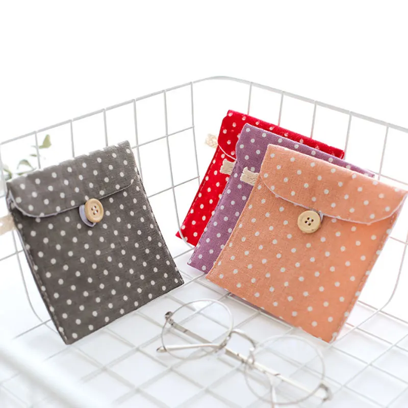 Women Girl Cotton Cosmetic Bag For Sanitary Napkin Storage Bags Outdoor Travel Case Storage Pouch Purse Organizer