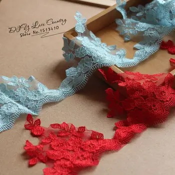 

Free Shipping 14cm wide (10yards/lot) blue Alencon laceTrim Bridal Wedding Lace Trim Accessories