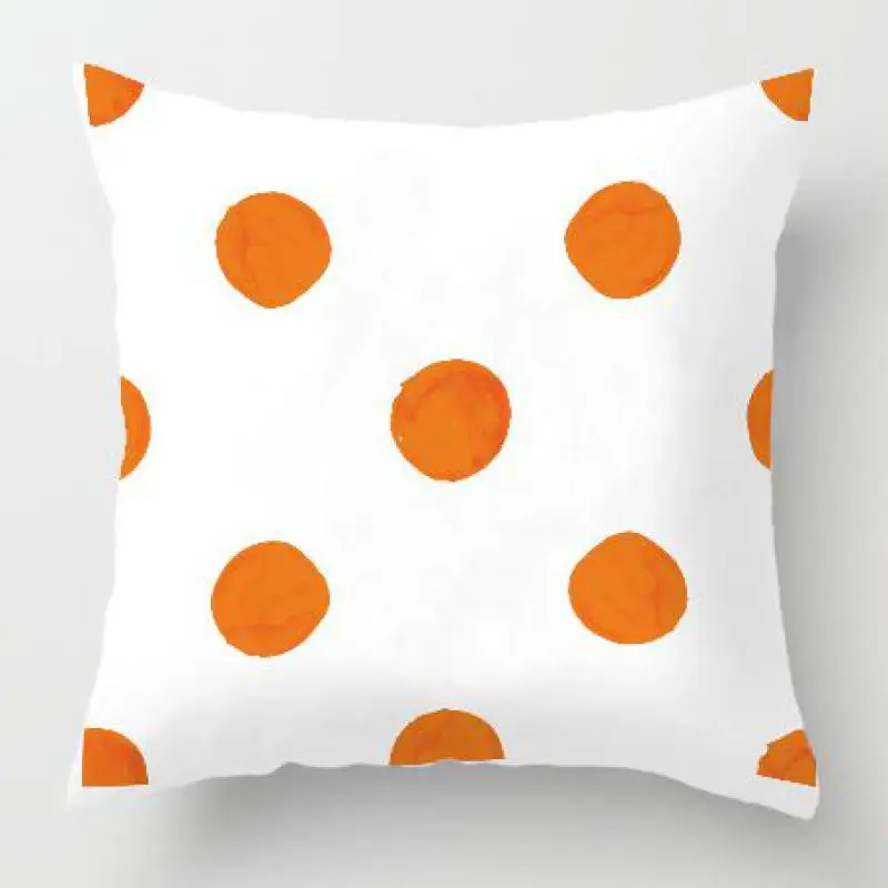 

Watercolor Ink Orange Pillow Case Geometric Triangle Pattern Circular Line Navy Blue Cushion Covers For Office Chair Accessories