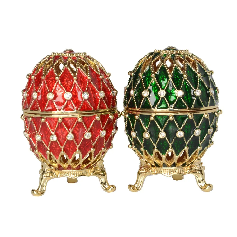 TBP1580-Decorative Faberge Egg  Trinket Jewel Box with Grid