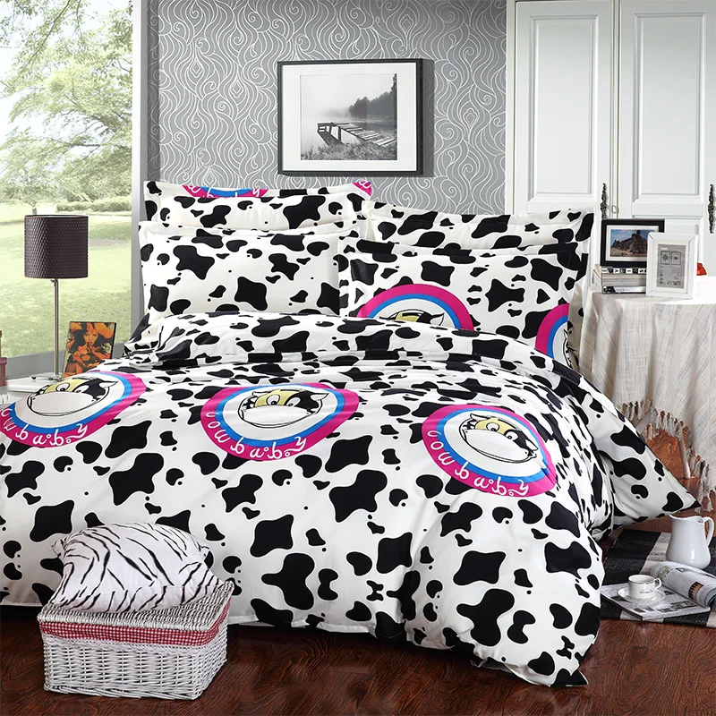 100 Cotton Bedding Set Cows Bed linen duvet cover Set 4pcs Home Smooth