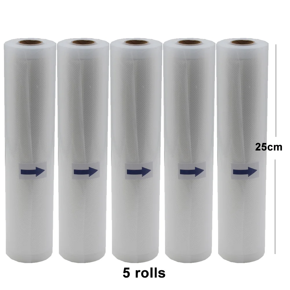 

5 Rolls/Lot Kitchen Food Vacuum Bag Storage Bags For Vacuum Sealer 25cm*500cm