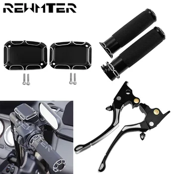 

Motorcycle 1" 25mm Handlebar Hand Grips Master Cylinder Covers Brake Lever Regulator Clutch Black For Harley Touring Road King