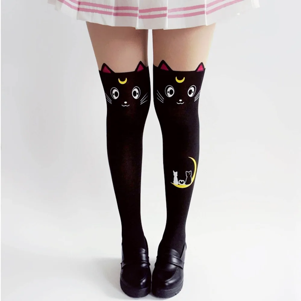 Sailor Moon - Luna Cat Black and White Tights