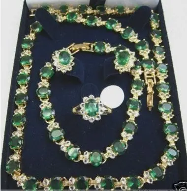 

Women's Jewellery Natural green Crystal necklace bracelet earring Set plated Clasp