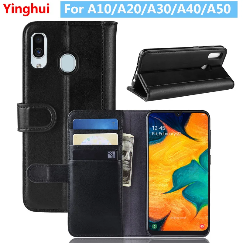 

Genuine Leather Case for Samsung Galaxy A10 A20 Luxury Flip Wallet Stand Protective Case Cover for Samsung A30 A40 A50 Case
