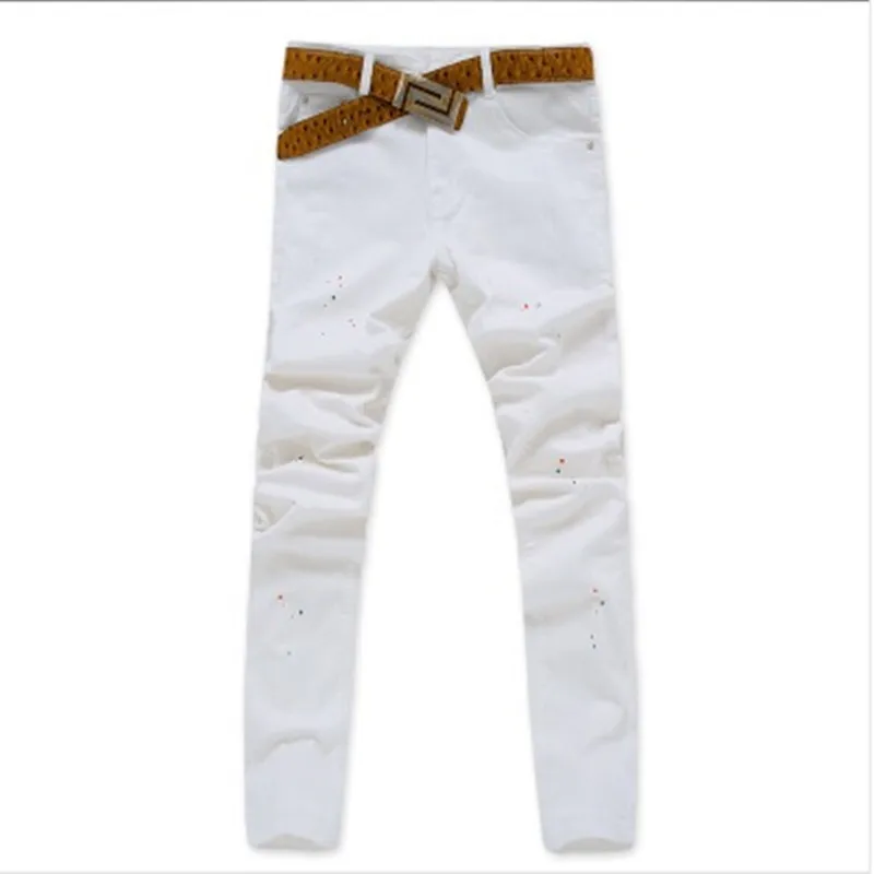 2019 Модные четыре сезона новые джокер Всплеск-чернила воды эластичные узкие джинсы облегающие мужские джинсы брюки прямые брюки размер 28-34