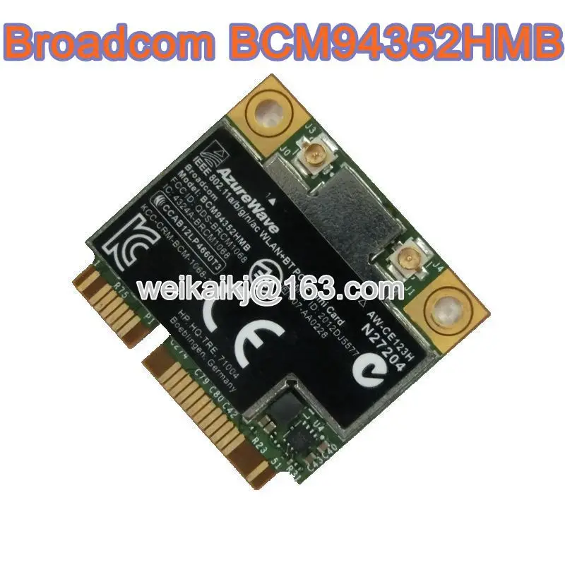 BroadCom BCM4352 BCM94352HMB Половина мини PCIe PCI-express беспроводная wifi WLAN BT Bluetooth карта 802.11AC 867 МГц для 724935-001