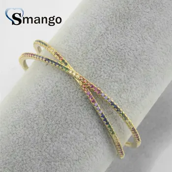 

3Pieces 2019 New Arrival! The Rainbow Series Women Fashion Cross Bangle, Gold Colors,Can Wholesale