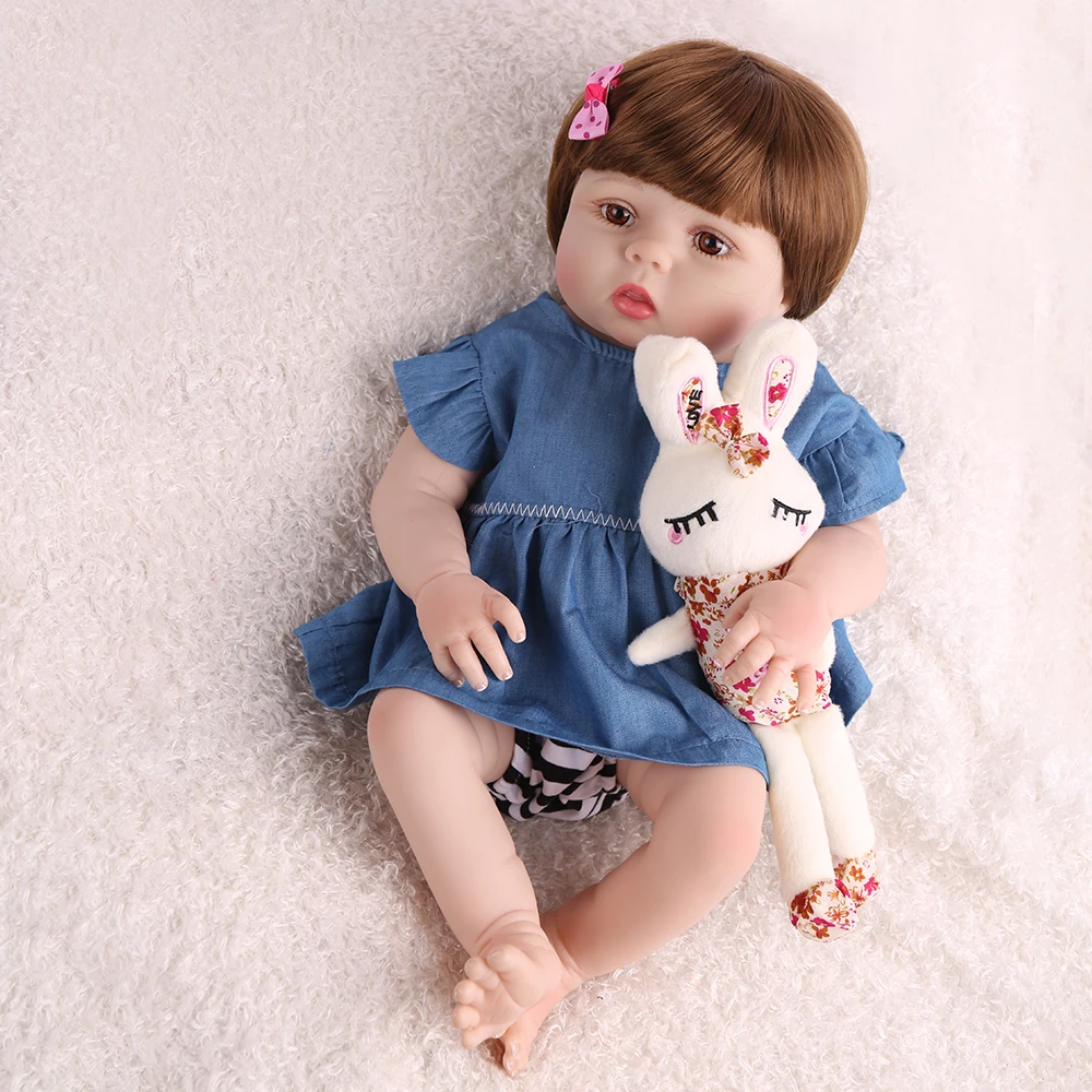 

55cm Full Silicone Reborn Baby Doll Toys Vinyl Newborn collectible doll Bathe 22inch bathe girl lifelike Birthday Gift bonecas