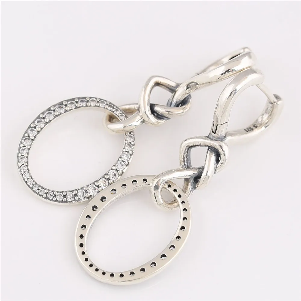 

Authentic 925 Sterling Silver Knotted Heart Dangle Earrings European Jewelry
