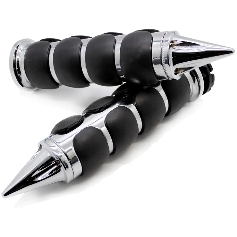 Nuoxintr 25mm Motorcycle Chrome Black Sharp Handle Bar Hand Grips for Harley Honda Shadow VT VTX1300 1800 Yamaha Suzuki Kawasaki