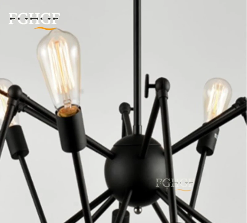 Adjustable Spider Chandelier Vintage Edison Light Suspension Hanging Lamp Retro Style Lighting Fixture Black 100% Guarantee (4)