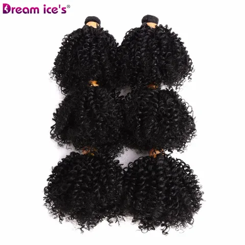Extensões de Cabelo Sintético para Preto Dream Bouns Afro Bouncy Encaracolado Pacotes 6 Peças – Pacote um Uma Cabeça Tecer Cabelo Ice