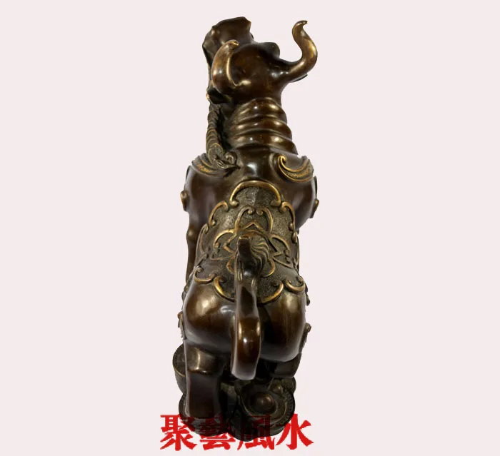 XIE Feng Shui Statue de taureau de rue en laiton Décoration de maison Taureau en cuivre doré représente la chance de carrière et de richesse 