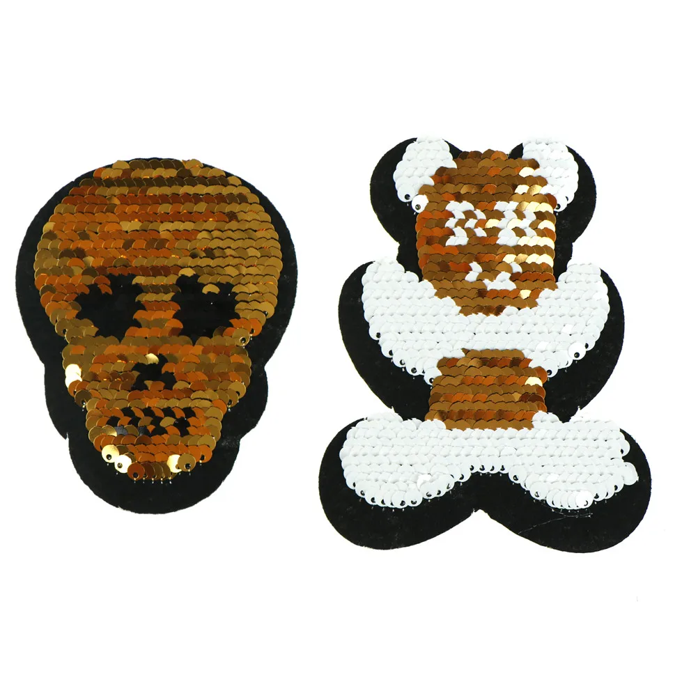 DIY Patch Applique Crafts Reversible Change Color Sequins Patches Bear