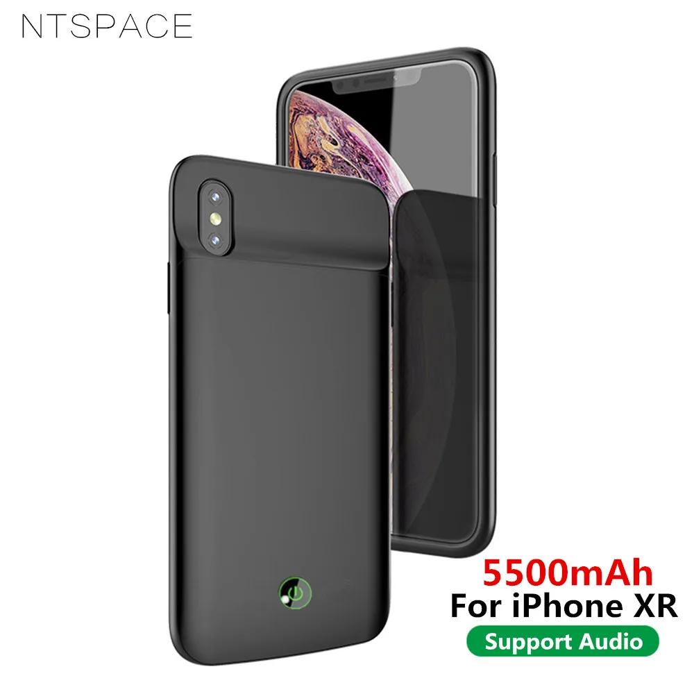 

NTSPACE 5500mAh Portable Power Bank Case For iPhone XR Battery Charger Cases Travel Charging Case External Battery With Audio