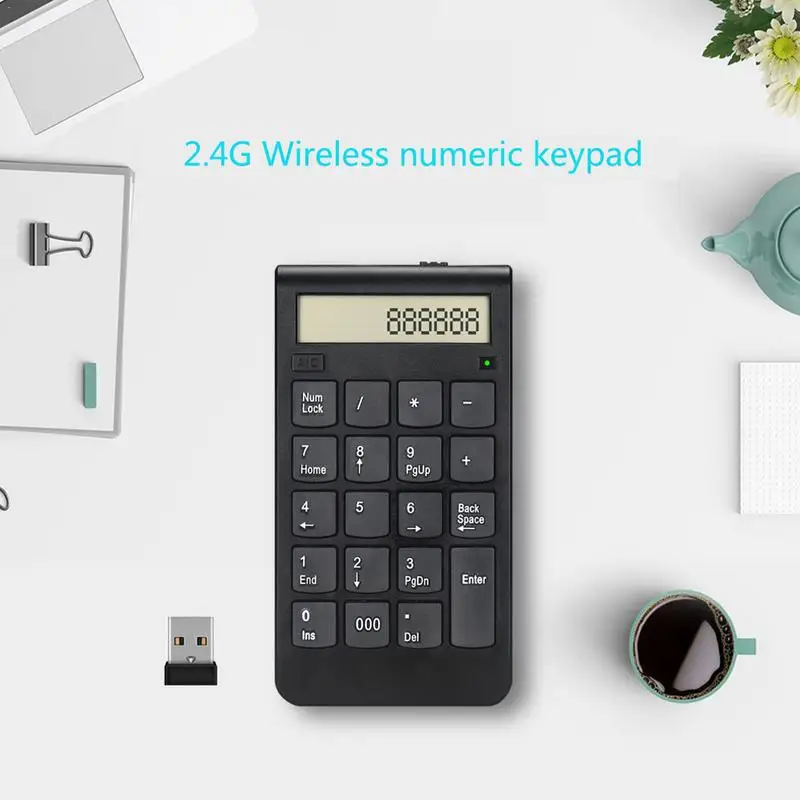 

USB Wireless Keyboard 2.4G Digital Display Rechargeable Numeric Smart Keypad