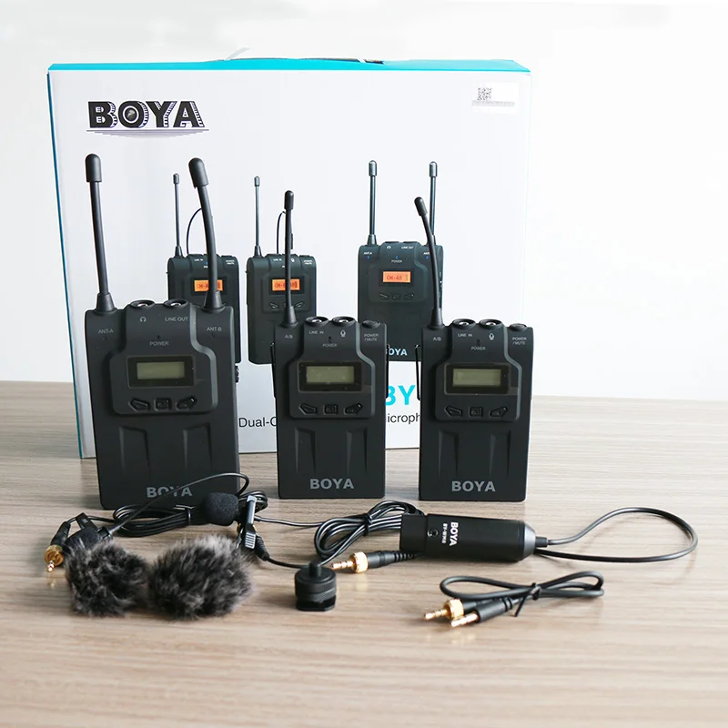BOYA BY WM8 Двухканальный UHF беспроводной микрофон Система Lavalier Mic 2 передатчика 1