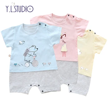 

Summer Newborn Boy Romper Pullover Cartoon Print Patch Overall Body Onesies New Born Baby Girl Clothes 2018 Jummpsuit Costume