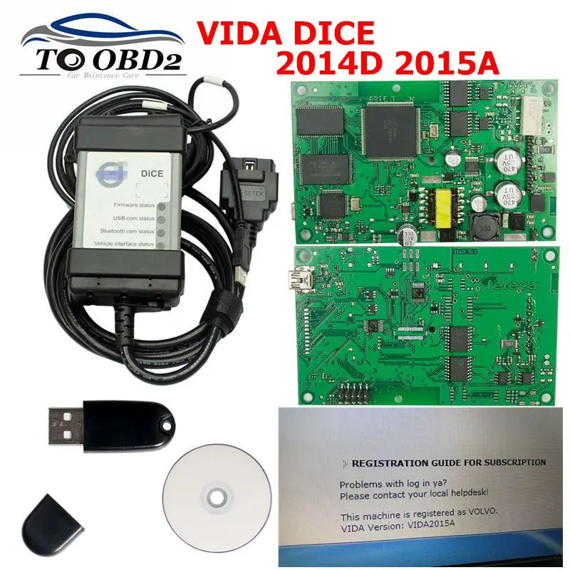 

For Volvo Vida Dice 2015A Add Cars To 2017 OBD2 Car Diagnostic Tool 2014D Vida Dice Pro Full Chip Green Board Free Shipping