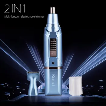 

2 in 1 Electric Hair Trimmer Professional Nose Ear Trimmer Sideburns Shaver Razor Rechargeable Portable Hair Clipper for Men 43