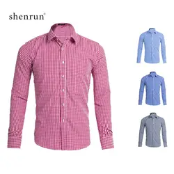 ShenRun 2019 мужские деловые повседневные рубашки с длинными рукавами для мужчин's повседневные тонкие рубашки подходит Классический Полосатый
