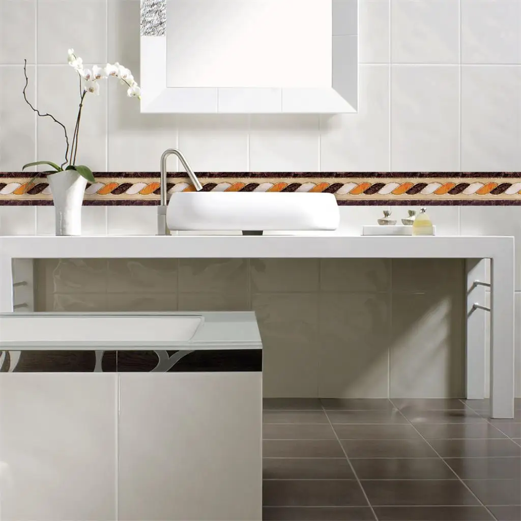2 Styles Available PVC Oil Proof Kitchen Waist Line Sticker Gold Foil Vinyl Mural Self Adhesive
