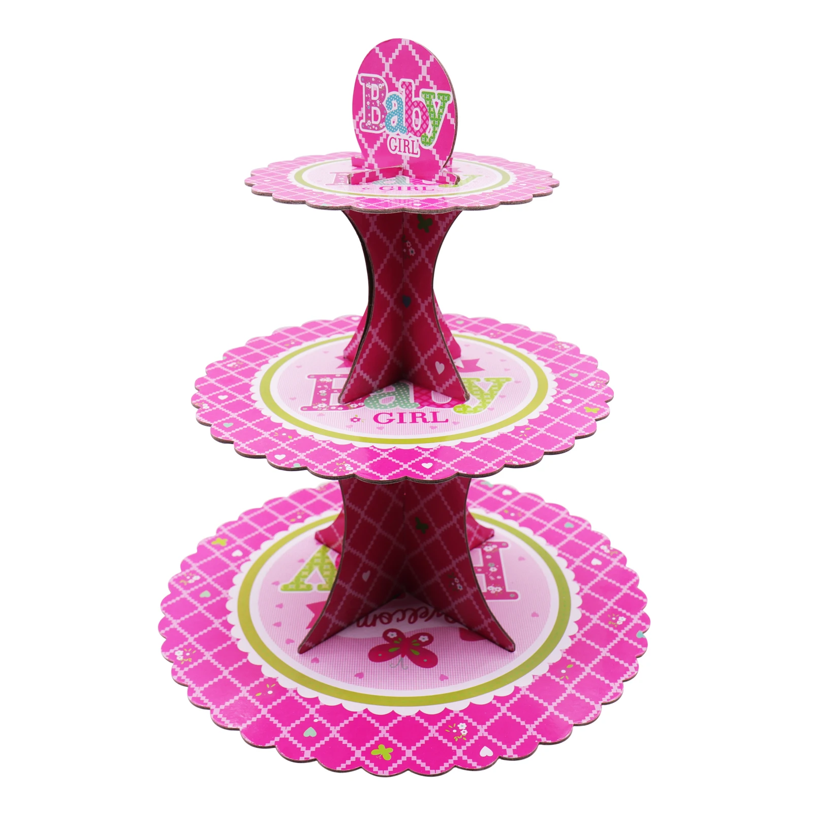 

1pc BABY GIRL Festival Party Three-layer Paper Cake Stand Wedding Foldable Dessert Stands Cake Party & Events Supplies 23Color