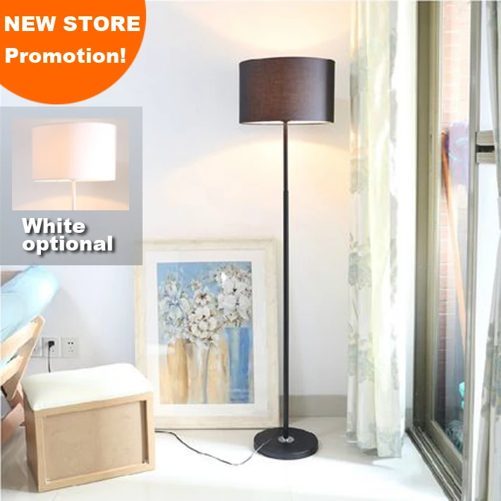 

New store promotion home family hotel decoration white black flax fibre fabric shade mordern floor lamp light