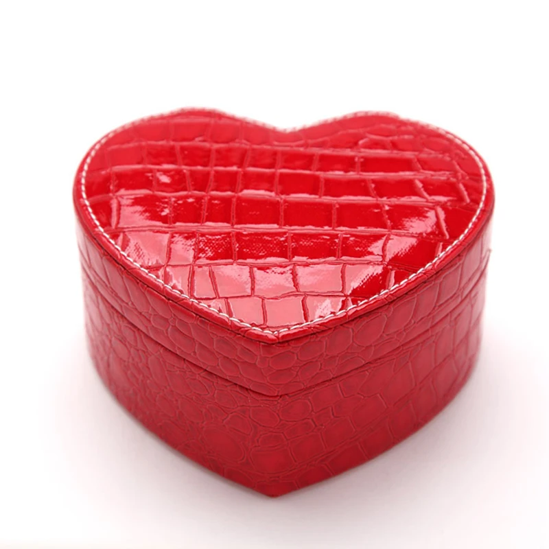 

Fashion Luxury Imitation Crocodile Leather PU Heart Jewelry Box Wedding Jewelry Box Earring Ring Necklace Storage Jewelry Boxes